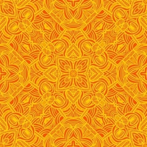 Monochrome African Wax Print - Orange