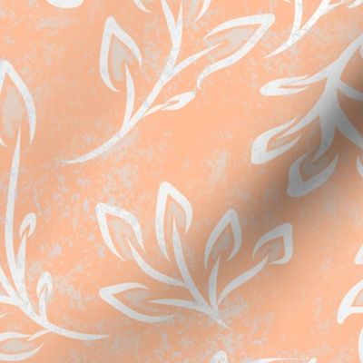 Peach Fuzz, Tossed Leaves, Pantone, Color of the year, 2024, #pantone #peachfuzz, orange, apricot, botanical