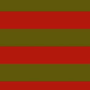 Olive Green & Red - 3.5 inch Wide Stripes