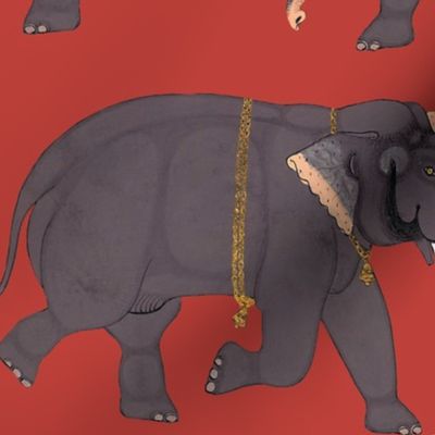 Elephants - Large - Orange Red