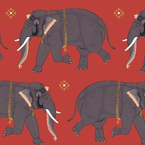 Elephants - Large - Orange Red