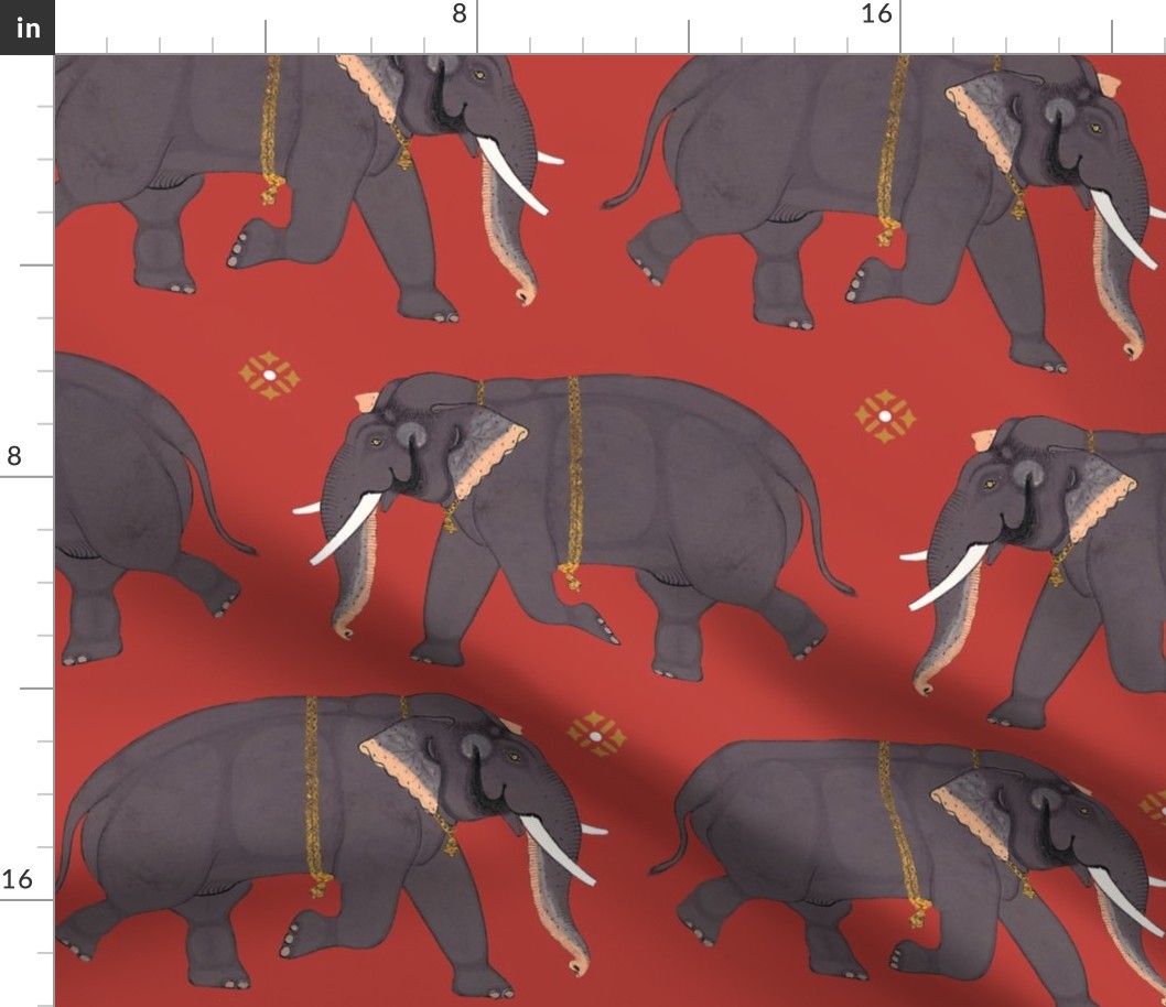 Elephants - Large - Orange Red