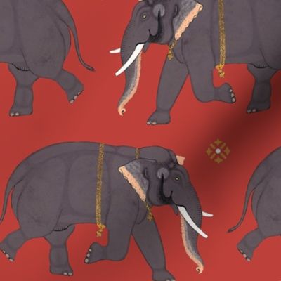Elephants - Medium - Orange Red