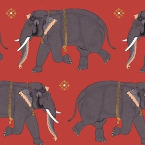 Elephants - Medium - Orange Red