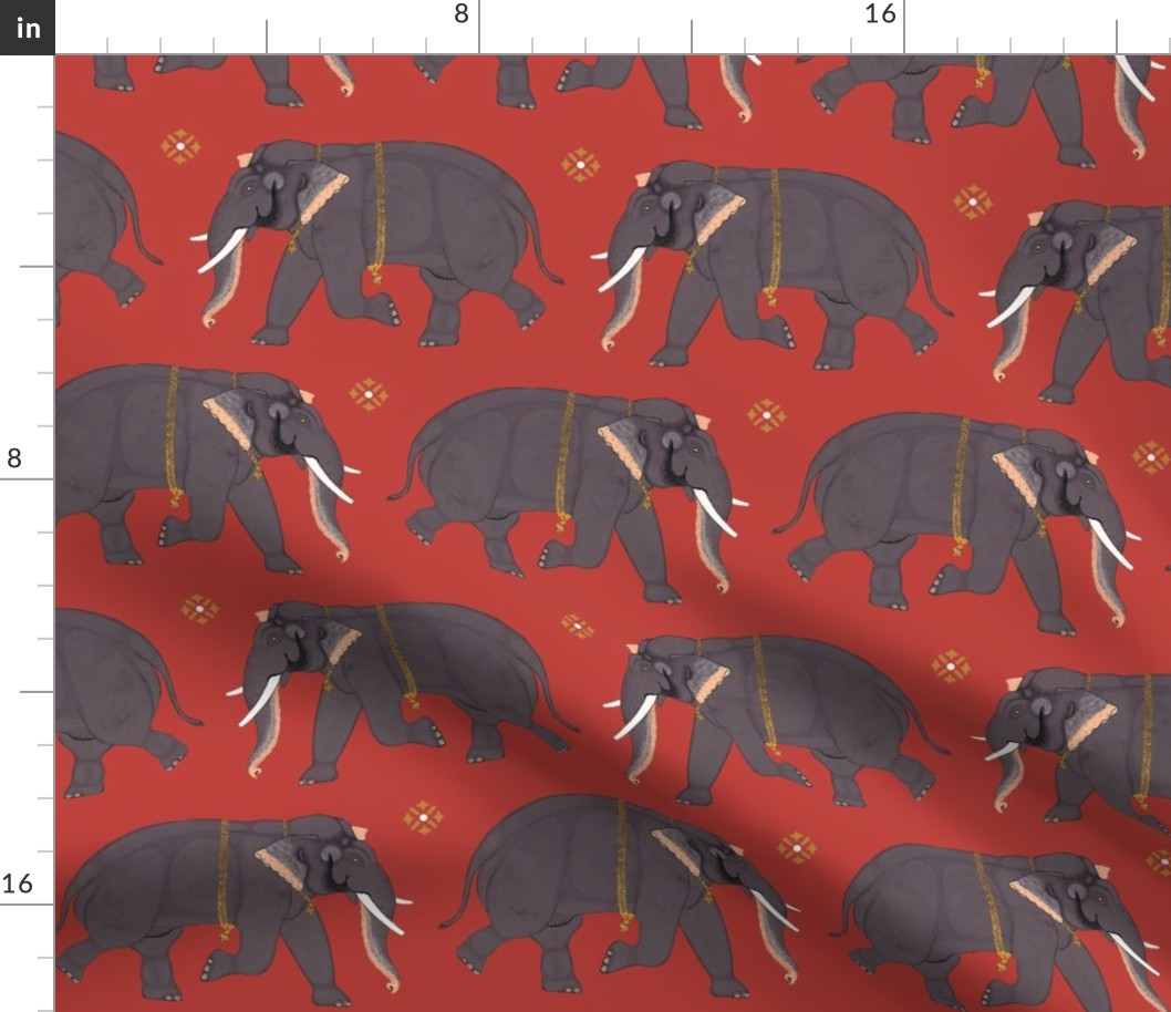 Elephants - Medium - Orange Red