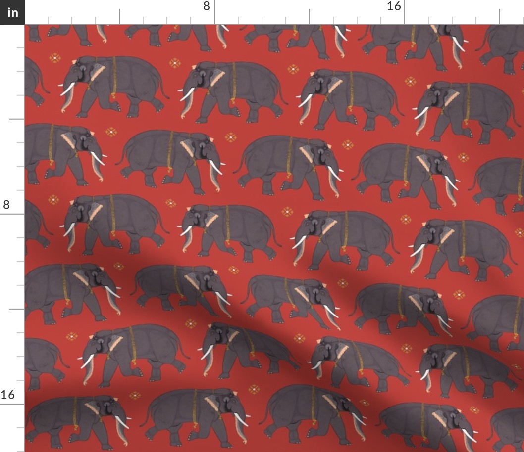 Elephants - Small - Orange Red