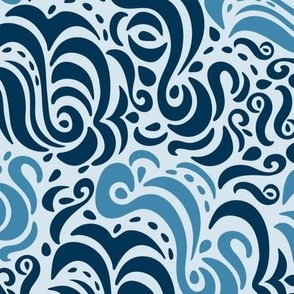 Blue Monochromatic Swirls Lg