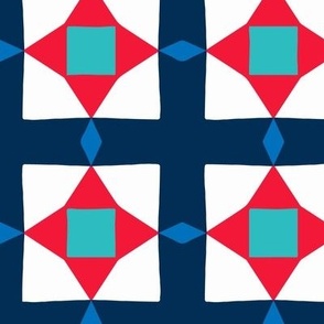 Patriotic Americana Zenda Quilt square, 4.5 inch