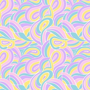 Rainbow swirl waves pink purple yellow aqua by Jac Slade
