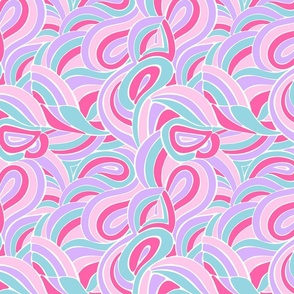 Rainbow swirl waves candy pink blue purple by Jac Slade