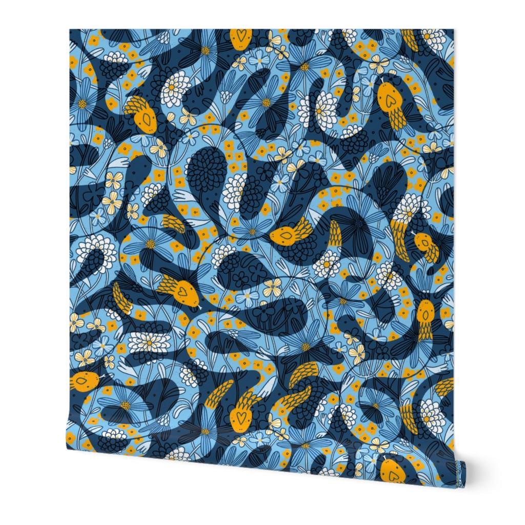 Blue floral snakes