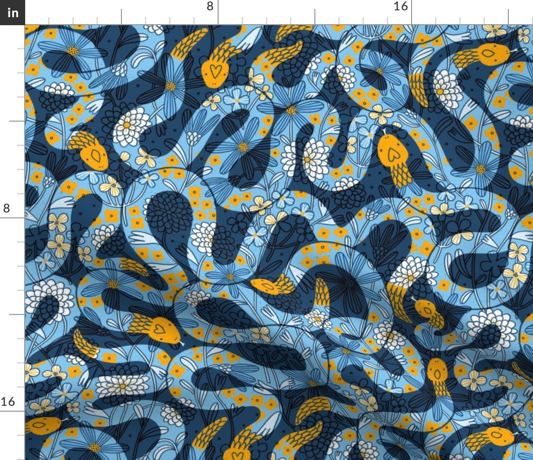 Blue floral snakes