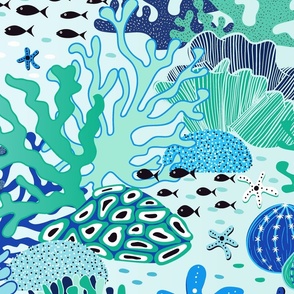 coral reef/blue/jumbo