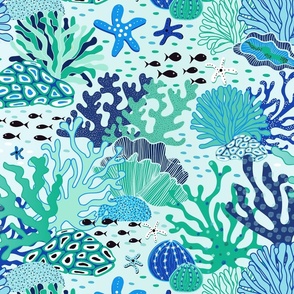 coral reef/blue/large