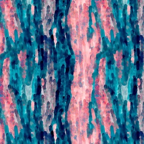 Abstract random watercolour Stripey marks in midnight blue, teal, pale pinks and turquoise large