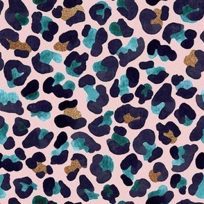 Watercolor Animal Print with Metallic Accents | Teal Gold Black Blush