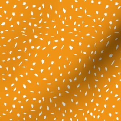 Dotty || Hand painted white dots on orange ||  Farmers Market Collection by Sarah Price Medium Scale Perfect for bags, clothing and quilts