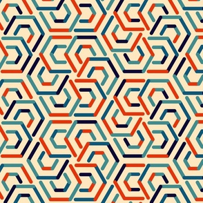 Geometric mosaic red blue 