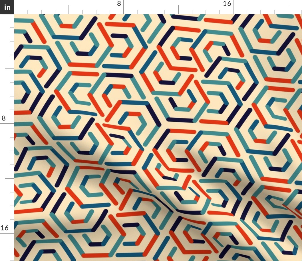 Geometric mosaic red blue 