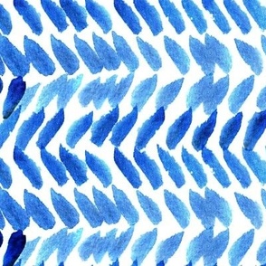 blue watercolor herringbone large scale