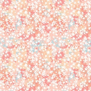 Little flowers on coral paint splatter - small