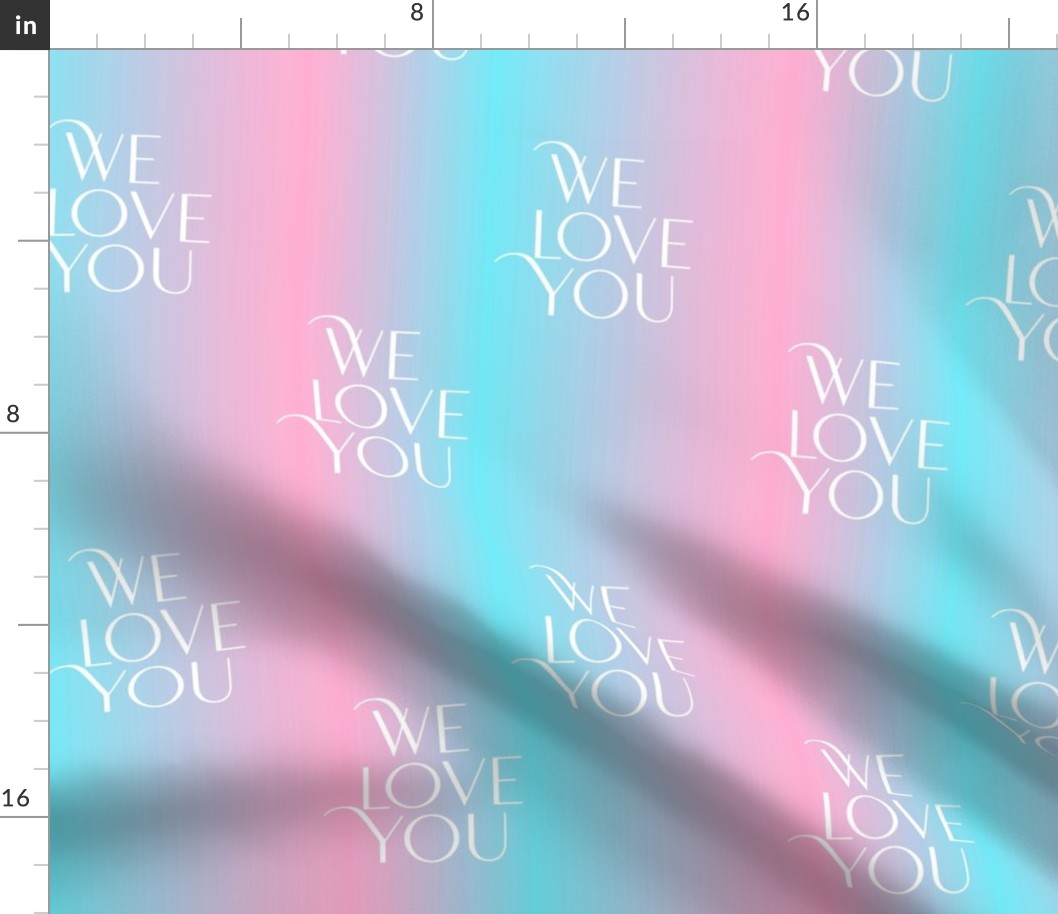 We love you - Trans quotes for support - transgender equality support straight against hate love is love pink blue gradient  LARGE