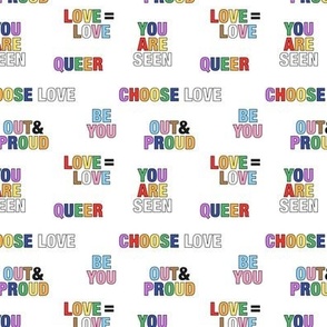 Pride quotes for support - queer equality support straight against hate love is love rainbow flag pattern  SMALL