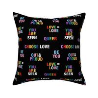 Pride quotes for support - queer equality support straight against hate love is love rainbow flag pattern on black 