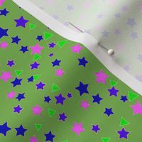 Stars in blue and pink on green