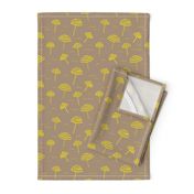 Day at the beach sun screen tropical parasol umbrella sun boho minimalist style yellow latte beige