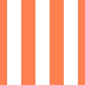 Sunset Coral and White Large 3 Inch Vertical Cabana Stripes