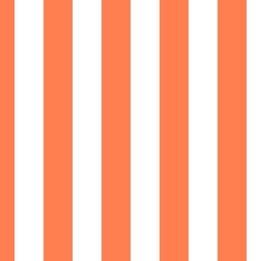 Sunset Coral and White 2 Inch Vertical Cabana Stripes