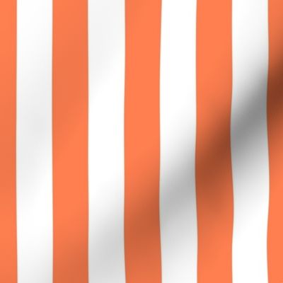 Sunset Coral and White 1 Inch Vertical Cabana Stripes