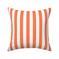 Sunset Coral and White 1 Inch Vertical Cabana Stripes