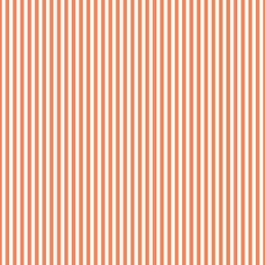 Sunset Coral and White 1/4 Inch Vertical Cabana Stripes