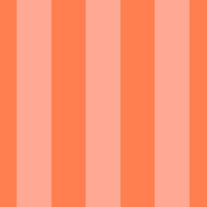 Sunset Coral and  Tonal Coral Large 3 Inch Vertical Cabana Stripes