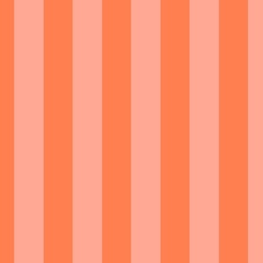 Sunset Coral and Tonal Coral 2 Inch Vertical Cabana Stripes