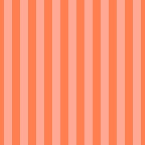 Sunset Coral and Tonal Coral 1 Inch Vertical Cabana Stripes