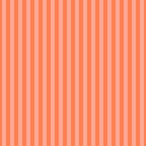Sunset Coral and Tonal Coral 1/2 Inch Vertical Cabana Stripes