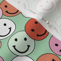 Christmas smileys - seasonal nineties vibes happy smile design vintage red pink green mint girls 