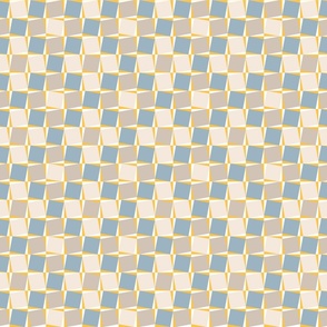 (S) Dancing checks warm minimalism eggshell, tan, blue 