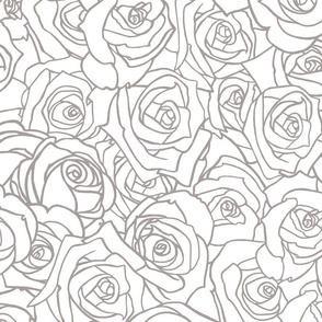 Roses Everywhere-Soft Grey-Large scale