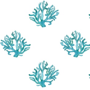 Aqua Blue Coral Watercolor SMALLER FORMAT 