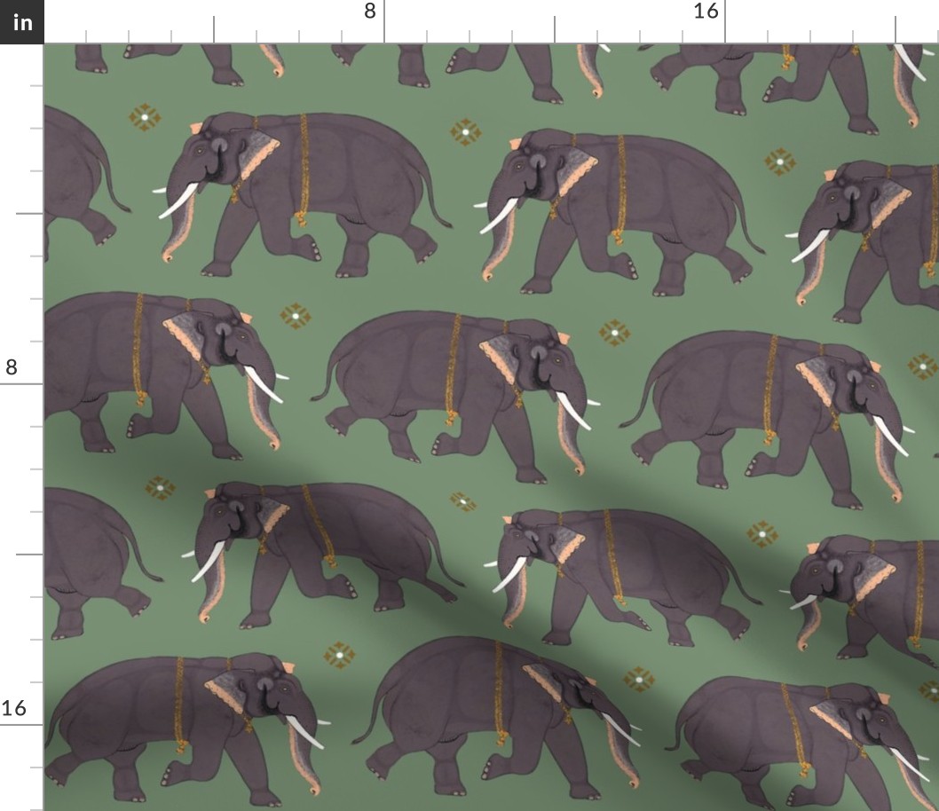 Elephants - Medium - Sage Green