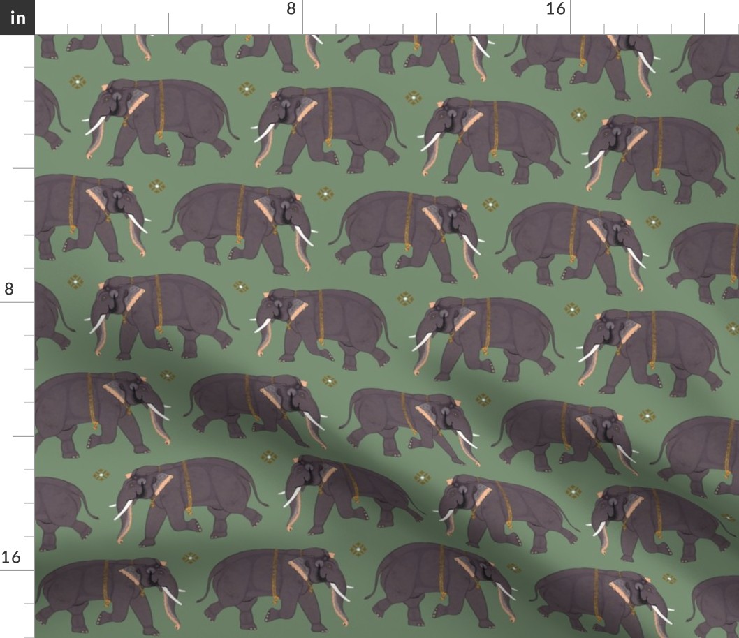 Elephants - Small - Sage Green