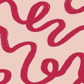 Wavy Ribbon - Viva Magenta on Blush Pink | Bold Textured Brush Stroke