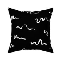 Squiggle Brush Strokes | Medium Scale | black and white hand painted abstract lines