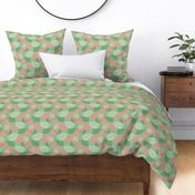 Birch leaves garden design botanical boho leaf autumn pattern mint green on tan beige