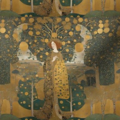 Klimt,golden,nature scene,