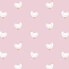 Hens on dusty pink